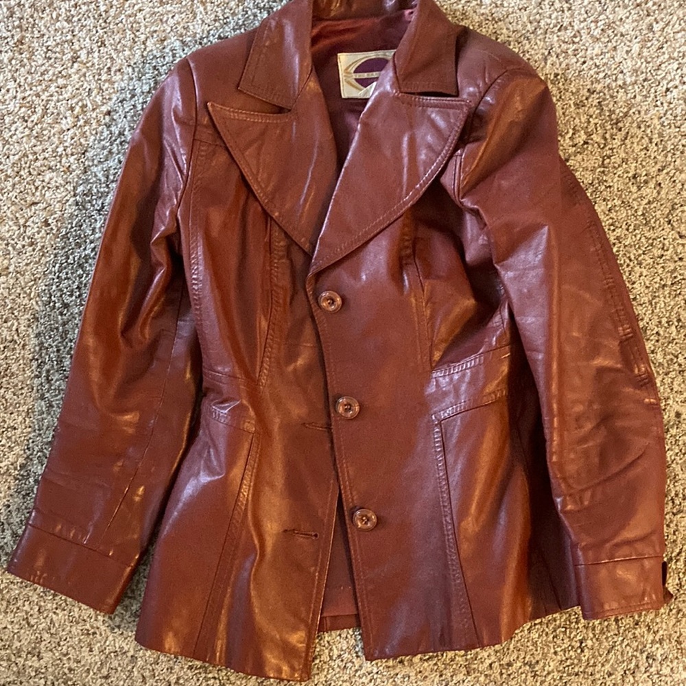 Vintage brown leather coat